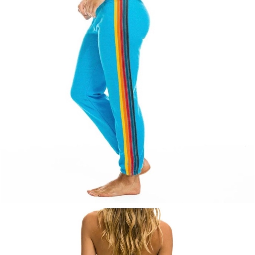 Blue Joggers with Rainbow Stripe